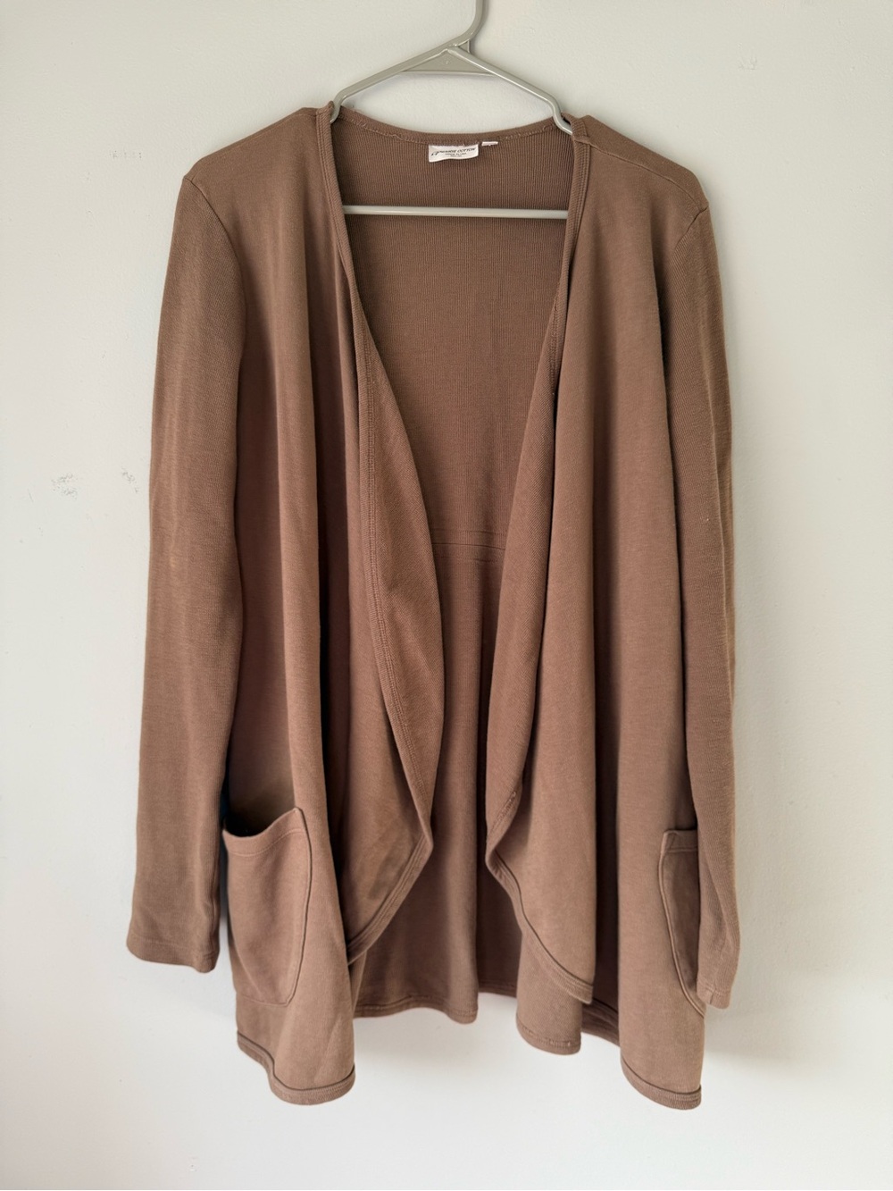 VTG PRAIRIE COTTON Made In USA Open Front Brown Cardigan Sweater Soft Comfy M